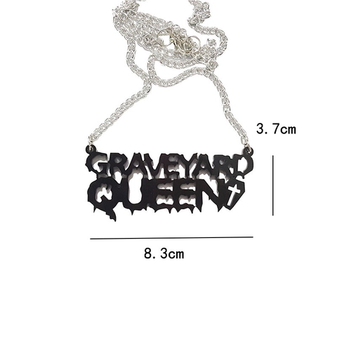 Collana Con Pendente Lettere In Acrilico Gotico Catena In Lega Halloween Zombie Freak Rock Gioielli Dark Punk