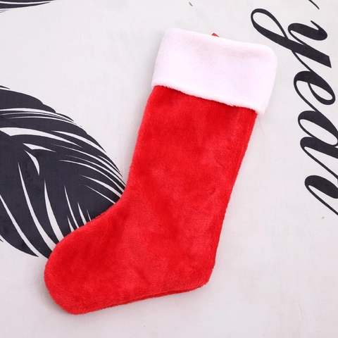 Calza Di Natale Rossa Morbido Peluche Corto Polsino Bianco Appeso Sacchetto Regalo Decorazione Festa Natale