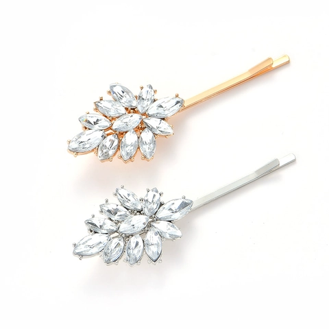 Barrettes À Cheveux En Forme De Feuille De Plume Avec Strass Alliage Cristal Étincelant Accessoires De Mariage Pour Femmes
