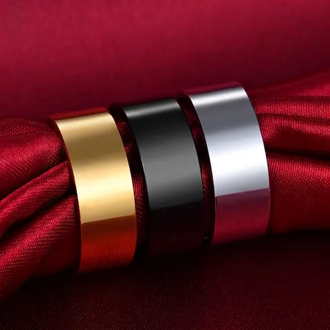 Minimalist Stainless Steel Band Ring Mirror Polished Plain Finger Jewelry For Men Unisex Fashion Style