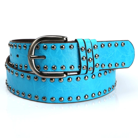 Dames Punk Riem Kunstleer Met Ronde Metalen Klinknagels Gothic Rock Hip Hop Mode Taille Riem Voor Jeans