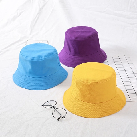 Bob Unisexe Coton Toile Couleur Unie Protection Solaire Extérieur Décontracté Style Japonais Pliable Chapeau Pêcheur