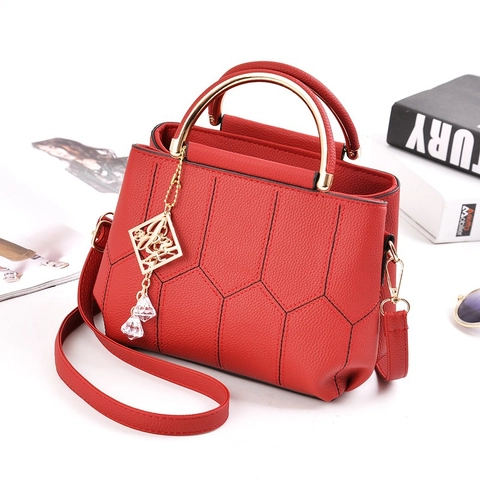 Women Faux Leather Handbag Geometric Stitching Small Square Bag With Metal Handle Crossbody Shoulder Bag Lady Daily Purse