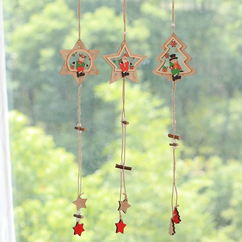 Decorazione Natalizia da Appendere in Legno Ciondolo Stella Albero Renna Pupazzo di Neve Babbo Natale per Casa Festa
