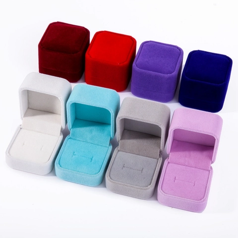 Velvet Jewelry Box Square Ring Box Portable Earring Storage Case For Engagement Wedding Proposal Multi Colors Small Velvet Box