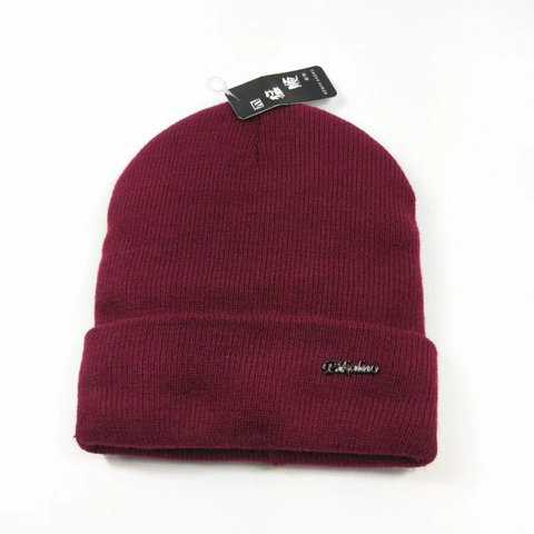 Berretto In Maglia Beanie Acrilico Addensato Caldo Foderato In Pile Esterno Sci Inverno Cappello Con Logo In Metallo Uomo Donna