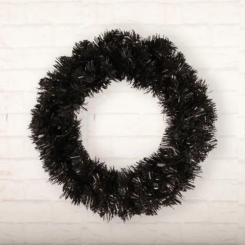 Artificial Black PVC Wreath Lighted For Halloween Christmas Festive Party Home Door Wall Hanging Gothic Style Decor