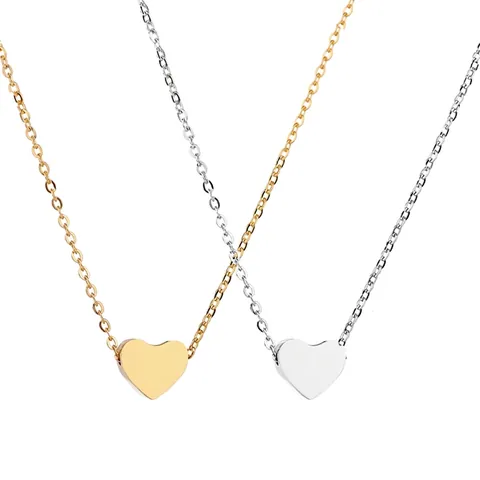 Collana Con Ciondolo A Cuore Minimalista Acciaio Inossidabile Lucidato A Specchio Catena Di Clavicicola Gioielli Donna