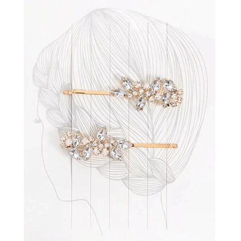 Barrette Cheveux Élégante En Forme De Feuille Alliage Strass Épingle À Cheveux Brillante Pour Femme Bijoux De Cheveux