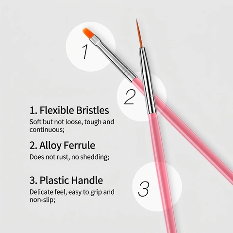 Professional Nail Art Brushes Painting Drawing Manicure Design Tools Plastic Handle Synthetic Fiber Bristles