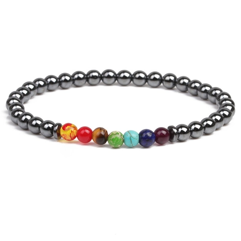 Pulsera Energía Curativa Chakra Piedra Natural Hematita Cuentas Elástica Yoga Meditación Joyería Mujeres Hombres