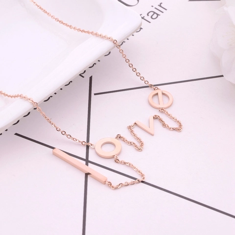 Collana Con Ciondolo Lettera LOVE Acciaio Inossidabile 316L Oro Rosa Minimalista Geometrico Catena A Y Gioielli Per Donna