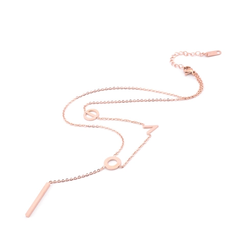 Collier Pendentif Lettre LOVE Acier Inoxydable 316L Or Rose Minimaliste Géométrique Chaîne En Y Bijoux Pour Femmes