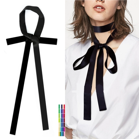 Sciarpa Sottile Tinta Unita Raso Opaco Nastro Sciarpa Lunga Cravatta Sottile Fascia Capelli Per Accessori Borsa Donna Fatto Mano