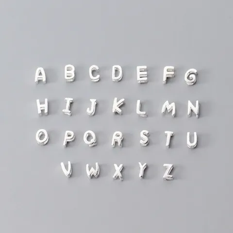 925 Sterling Silver Hollow Alphabet Beads DIY Jewelry Making Accessories Initial Letter Spacer Beads For Bracelets Necklaces