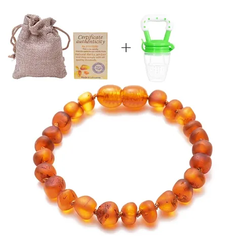 Natural Baltic Amber Baby Teething Bracelet Handmade Polished Jewelry Safety Screw Clasp Authentic For Infants Toddlers