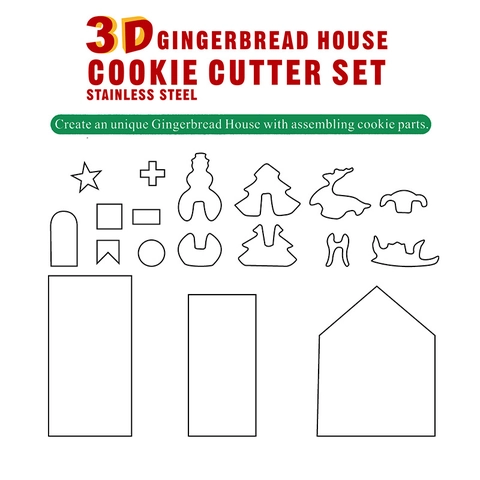 Navidad 3D Casa De Jengibre Cortadores De Galletas Acero Inoxidable Herramientas De Repostería Reno Muñeco De Nieve