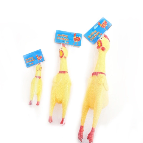 Yellow Rubber Shrilling Chicken Squeaky Squeeze Toy Novelty Prank Stress Relief For Kids And Pets