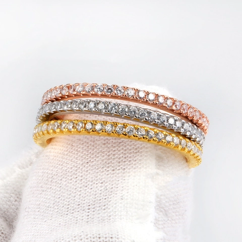 Kupfer Zirkonia Eternity Ringe Micro Pave Stapelbare Bänder Für Damen Modeschmuck Hochzeit Verlobung