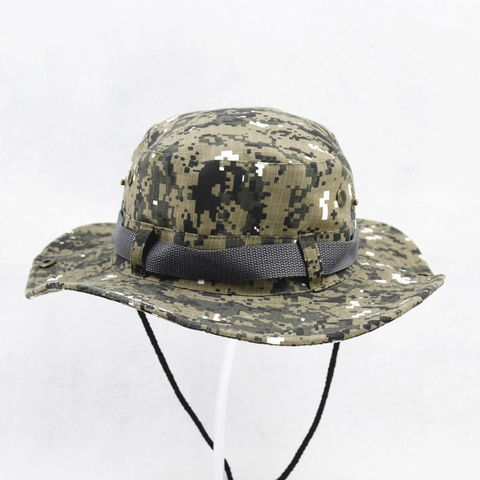 Cappello Boonie Camuffamento Poliestere Tesa Larga Tattico Esterno Protezione Solare Pesca Cappello Da Pescatore Con Coulisse Regolabile