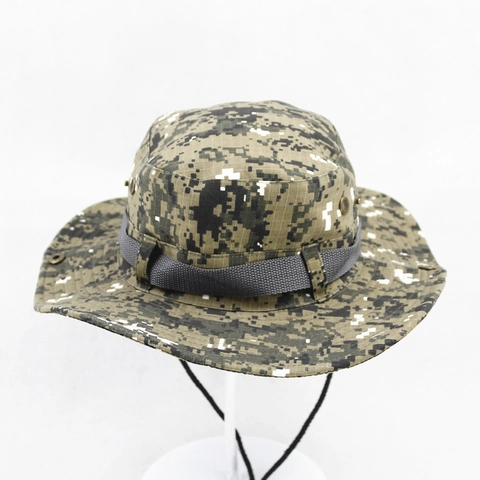 Cappello Boonie Camuffamento Poliestere Tesa Larga Tattico Esterno Protezione Solare Pesca Cappello Da Pescatore Con Coulisse Regolabile