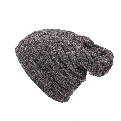Gorro de Punto de Chenilla Unisex de Doble Capa Forrado de Felpa Grueso Cálido Invierno Slouchy Hat Esquí Jacquard