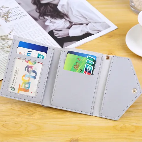 Women Short Wallet PU Leather Lychee Pattern Foldable Envelope Tassel Heart Pendant Elegant Card Purse For Girls