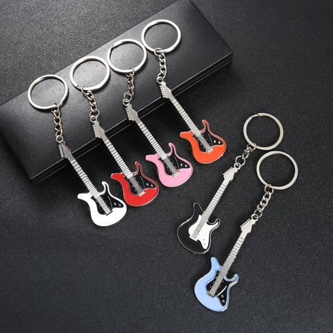 Portachiavi Mini Chitarra Elettrica Lega Di Zinco Smalto Pendente Strumento Musicale Regalo Creativo Per Amanti Musica