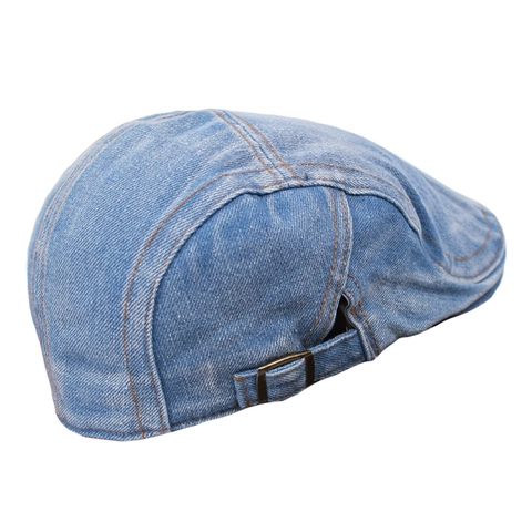 Béret En Jean Lavé Casquette Plate Rétro Ajustable En Coton Style Vintage Décontracté Pour Hommes Et Femmes