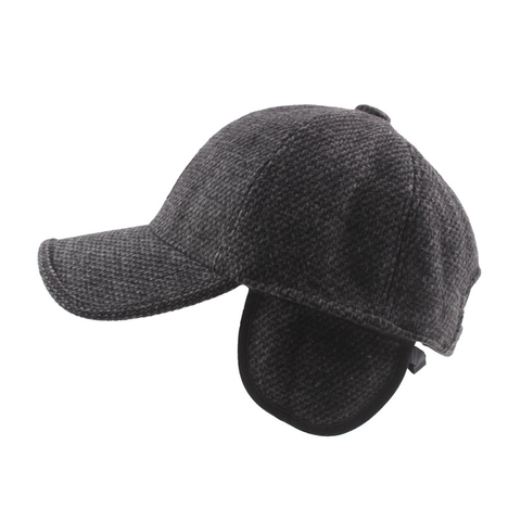 Cappello Da Baseball Invernale Da Uomo Con Paraorecchie Pieghevoli Misto Lana Spesso Caldo Antivento In Tweed Sport