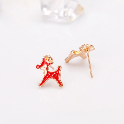 Christmas Stud Earrings Enamel Alloy Rhinestone With 925 Sterling Silver Earring Post Santa Snowman Tree Reindeer Bell