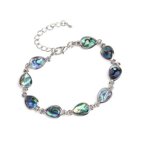 Kleurrijke Abalone Schelp Hart En Waterdruppel Armband Verzilverde Legering Natuurlijke Stijl Verstelbare Sieraden Voor Dames