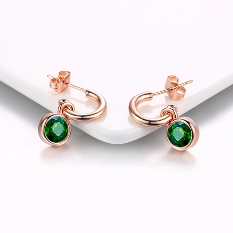 Orecchini a Goccia in Zirconia Colorata Minimalista da Donna in Rame Placcato Oro Vero Geometrici Pietra Rotonda Orecchini Pendenti Gioielli Regalo