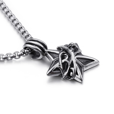 Collana Con Pendente A Stella In Acciaio Inossidabile Per Uomo Design A Spine Gothic Punk Vintage Gioielli Colore Argento Retrò