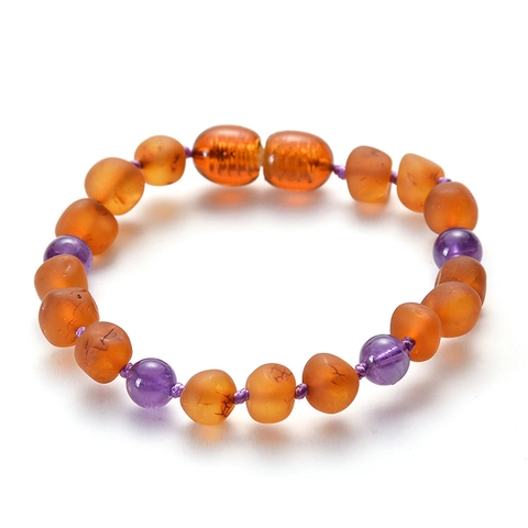Bracciale In Ambra Naturale Per Bambini Con Perle Di Ametista Gioielli Per Supporto Dentizione E Accessorio Stile Etnico