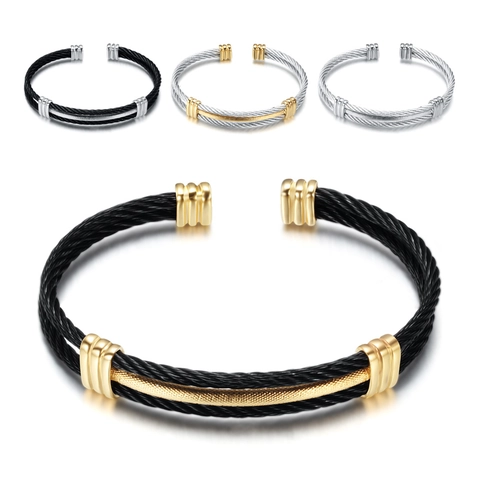Bracciale Rigido Vintage In Cavo Di Acciaio Inossidabile Intrecciato A Corda Gioielli Geometrici Galvanizzati Per Uomo Donna