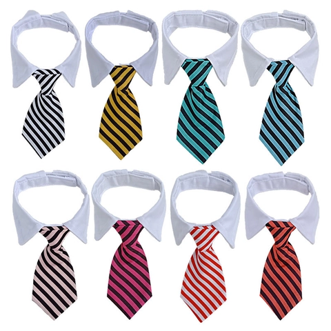 Pet Necktie Collar Formal White Shirt Lapel Adjustable Striped Plaid Stars Pattern Dog Cat Gentleman Wedding Accessories