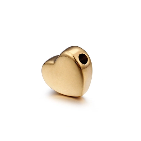 Heart Shape Stainless Steel Beads For DIY Jewelry Making Smooth 18K Gold Plated Heart Charms Accessories Horizontal Hole