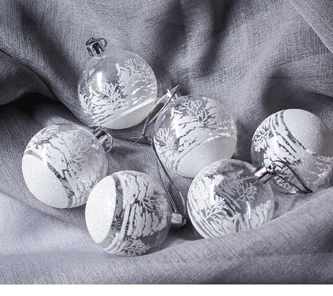 Weihnachtskugeln Transparent Kunststoff Bemalte Wald Schneeszene Christbaumschmuck Festliche Feiertagsdekoration
