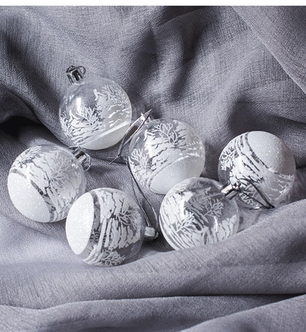 Weihnachtskugeln Transparent Kunststoff Bemalte Wald Schneeszene Christbaumschmuck Festliche Feiertagsdekoration