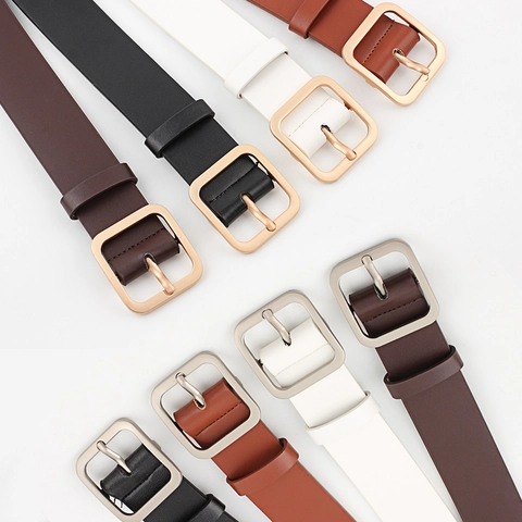 Cintura in Ecopelle da Donna con Fibbia Quadrata in Lega Casual Versatile Semplice per Jeans e Abiti Studentessa Cintura