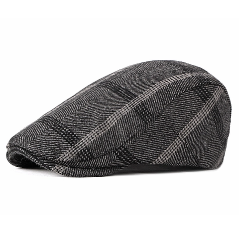 Casquette Plate Rétro Britannique Tweed De Laine À Carreaux Chapeau Vintage Hommes Femmes Boucle Réglable Classique Hiver