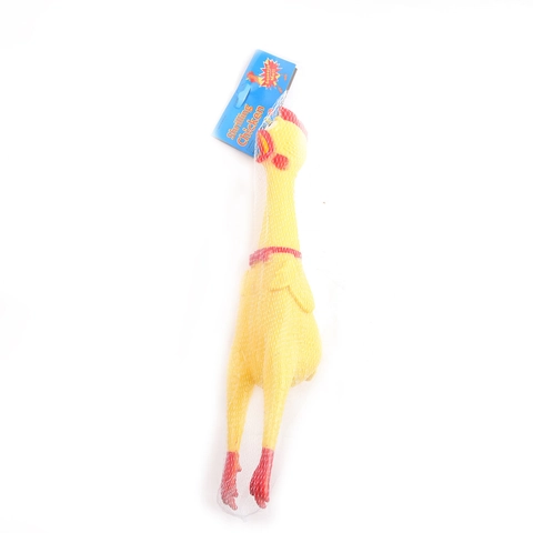 Yellow Rubber Shrilling Chicken Squeaky Squeeze Toy Novelty Prank Stress Relief For Kids And Pets