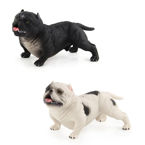 Simulation American Bully Hund Modellfigur Massiver Kunststoff Realistische Tierstatue Schreibtisch Dekoration Sammlerspielzeug
