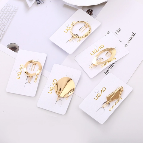 Geometric Alloy Hair Clips Minimalist Metal Round Oval Hairpins Hammered Texture Modern Hair Accessories For Women