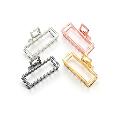 Geometrische Rechteckige Hohle Legierung Haarklaue Clip Retro Französischen Stil Styling-Tool Für Frauen