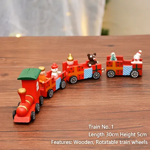 Decorazione Mini Treno Natale Legno Dipinto Ornamento Scrivania Babbo Natale Pupazzo Di Neve Cartone Animato Ornamento