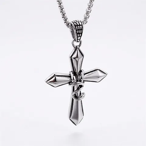 Retro Kreuz Anhänger Halskette 316L Edelstahl Schlange Design Punk Gothic Stil Für Herren Damen