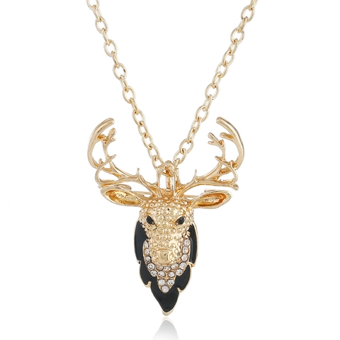 Weihnachten Strass Emaille Rentierkopf Halskette Brosche Dual Use Für Damen Legierung Festliche Party Schmuck Geschenk
