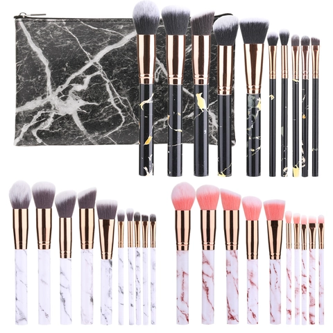 Professionelle Make-up Pinsel Marmormuster Kunststoffgriff Synthetikfaser Borsten Kosmetik Tools Puder Rouge Lidschatten
